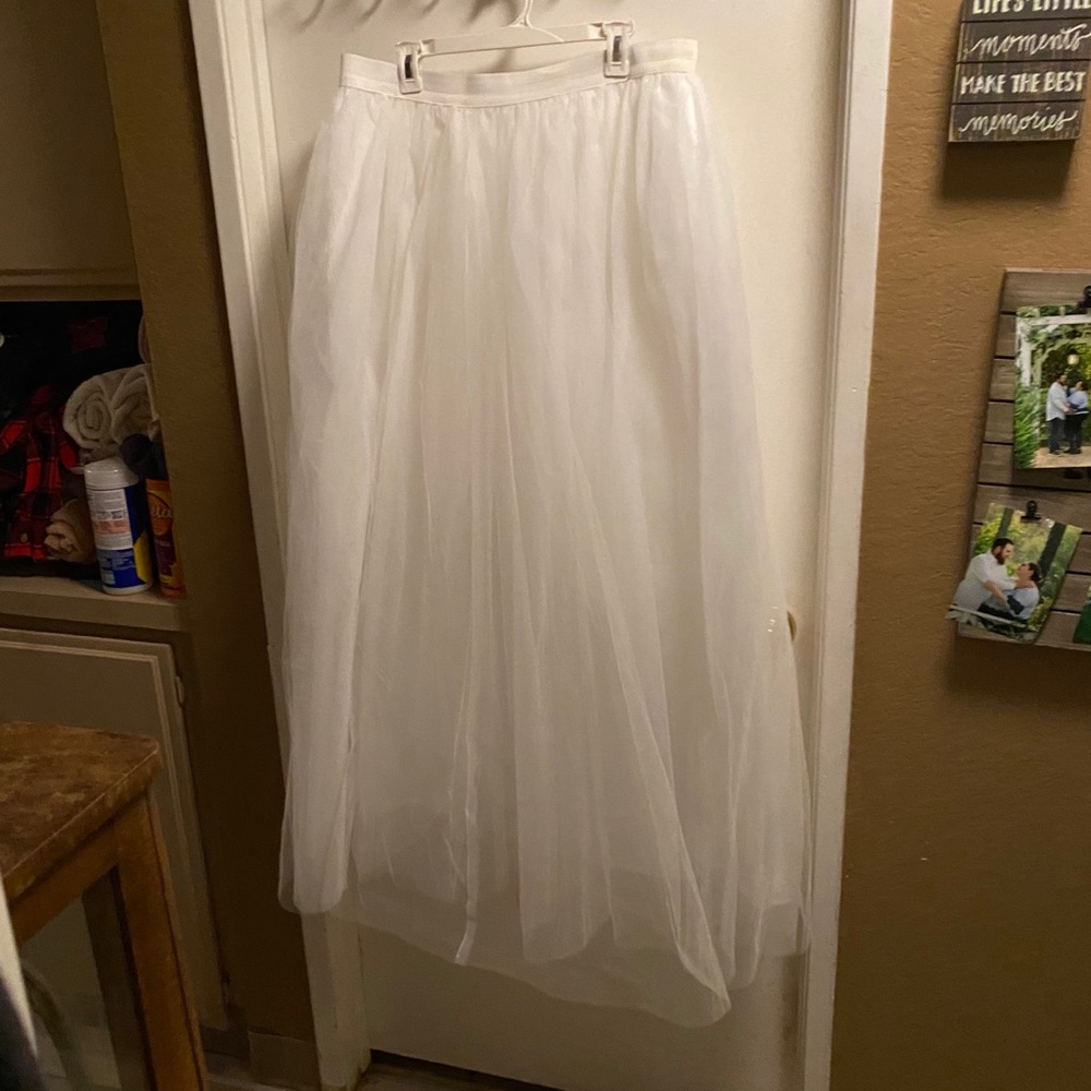 White tulle maxi skirt